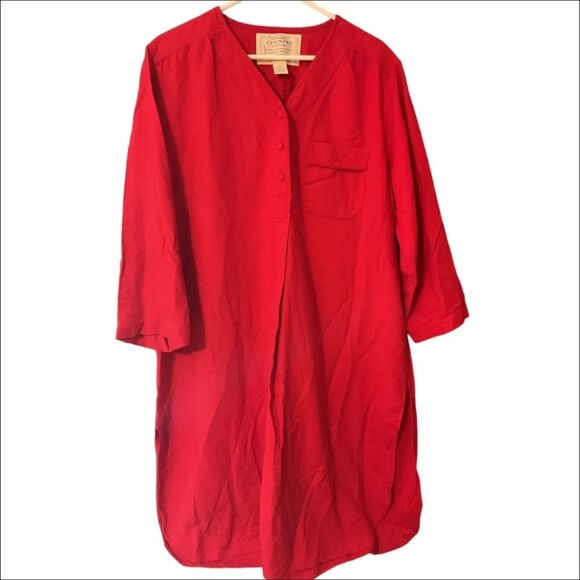 Vintage Victorias Secret Authentic Country Cottons Flannel Red Button-Up Nightie - Picture 1 of 10